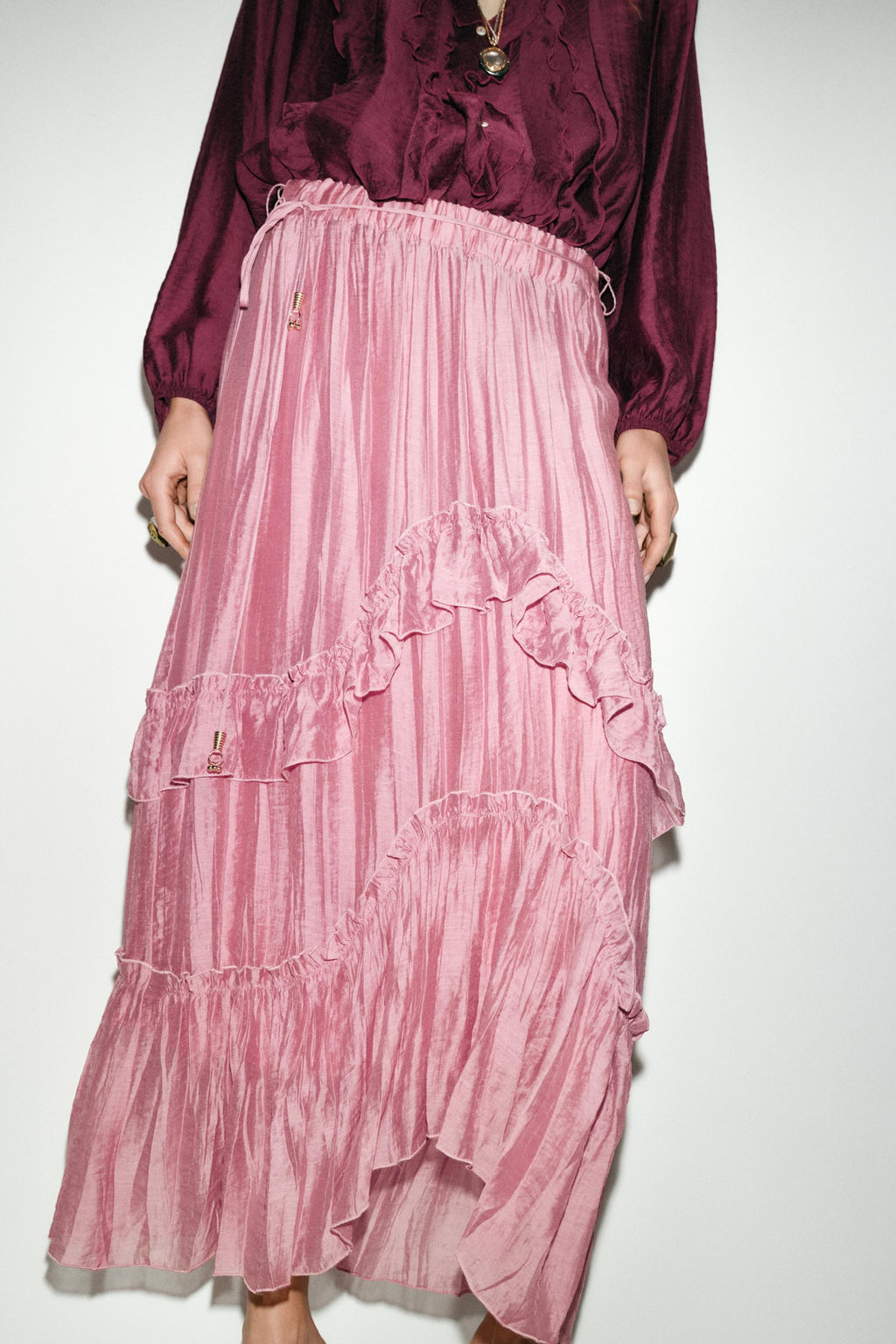 RUFFLED MIDI SKIRT - Zara фото 22