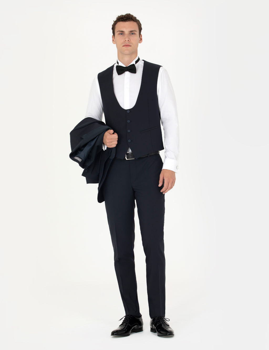 Lacivert Ex. Slim Fit Yelekli Smokin