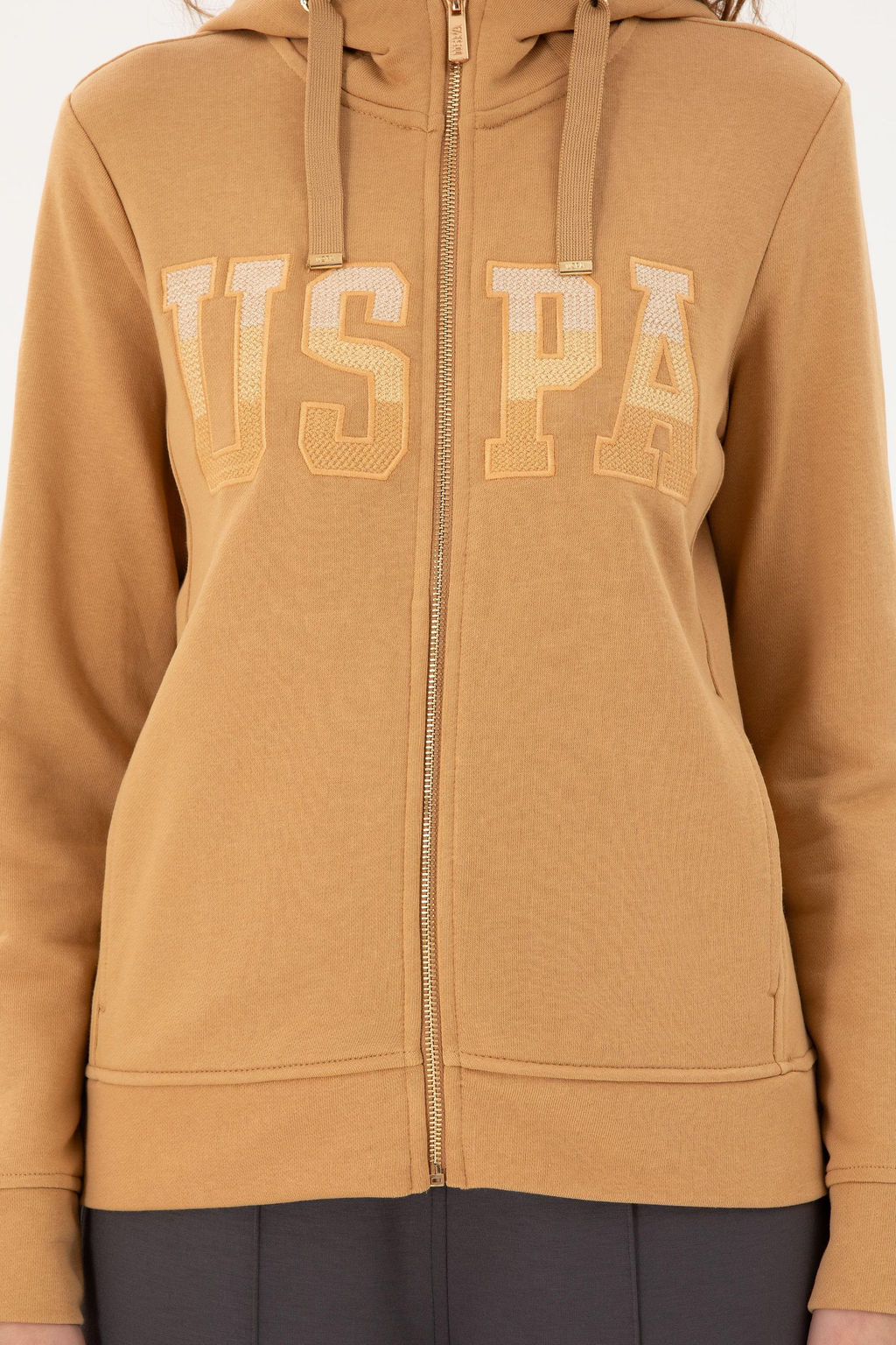 Женская базовая толстовка с капюшоном цвета Camel Неожиданная скидка в корзине - U.s. polo assn фото 6