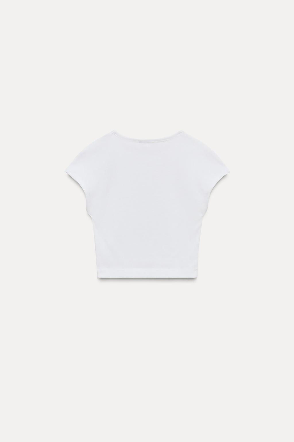 COTTON MODAL CROPPED T-SHIRT - Zara фото 7