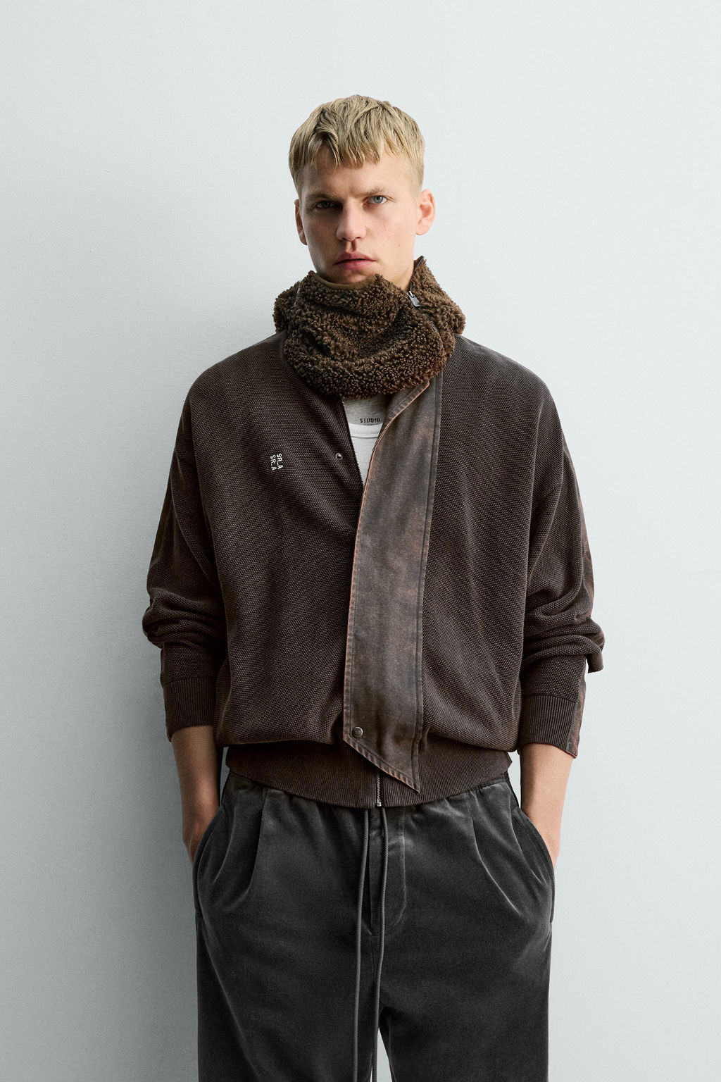 WASHED KNITTED CARDIGAN WITH STRIPES X SR_A - Zara фото 2