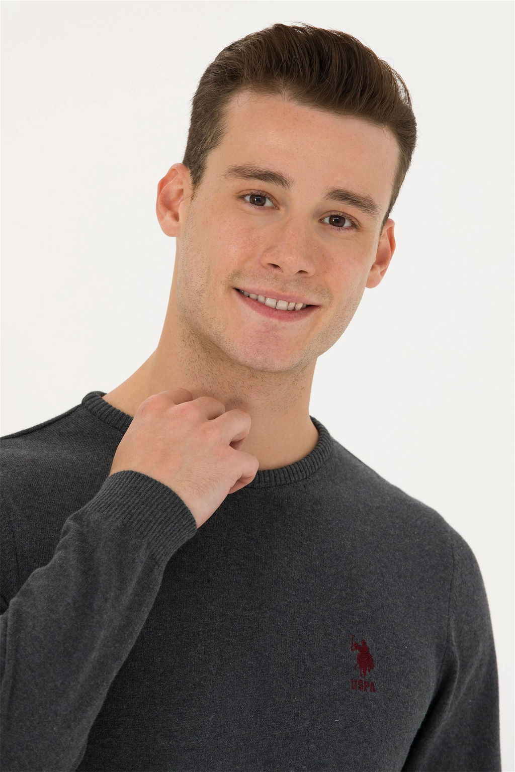 Мужской базовый свитер антрацитового меланжа - U.s. polo assn фото 2