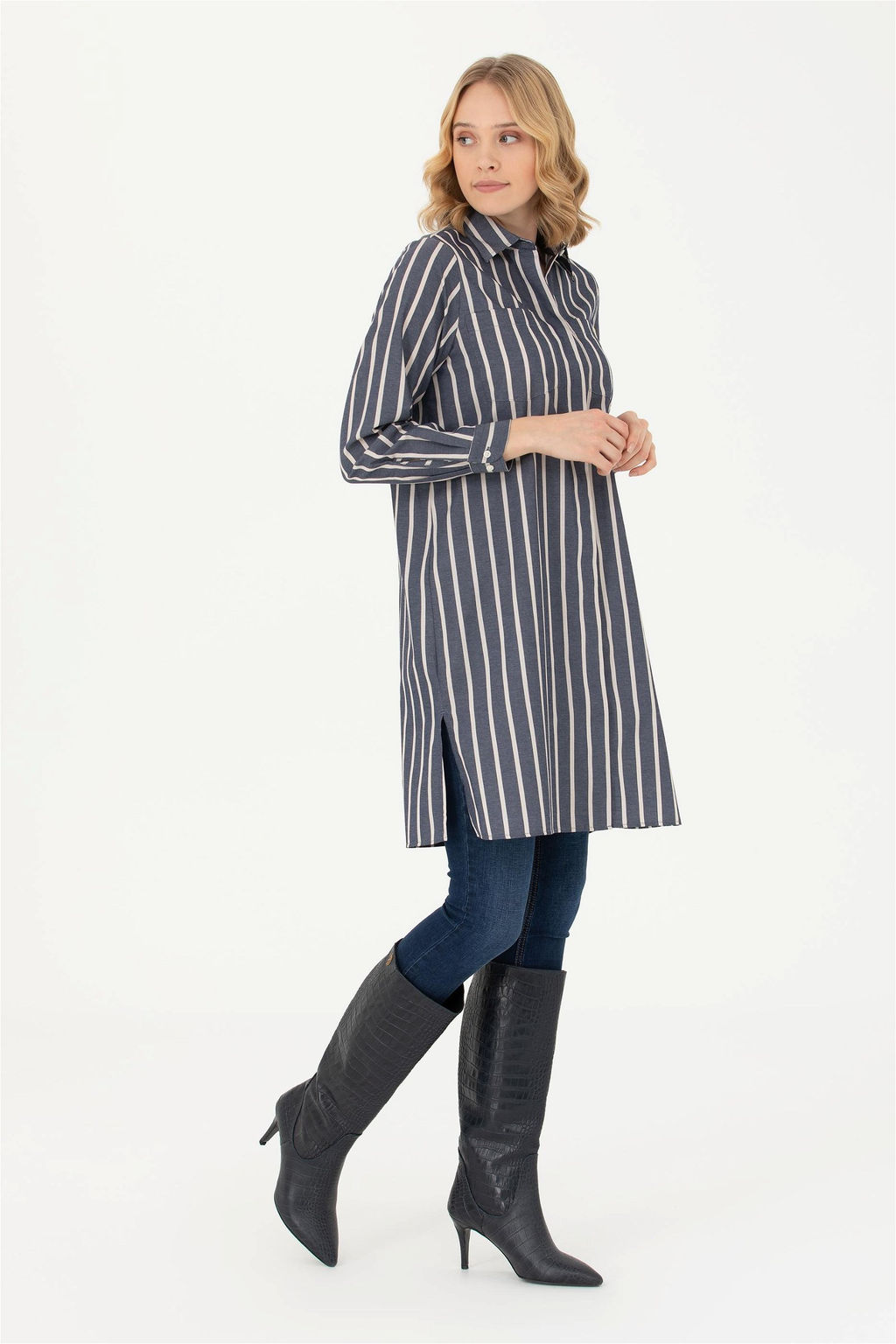 Женская темно-синяя рубашка с длинным рукавом - U.s. polo assn фото 4