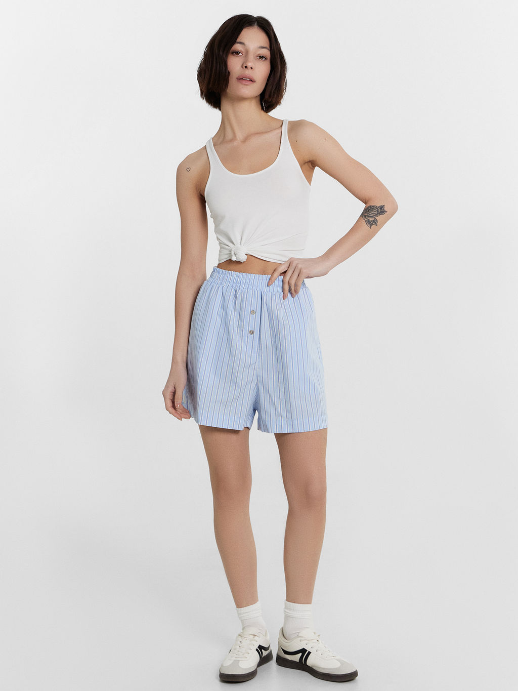 Шорты женские голубые в полоску широкая голубая полоска 132366 - Mark formelle фото 3