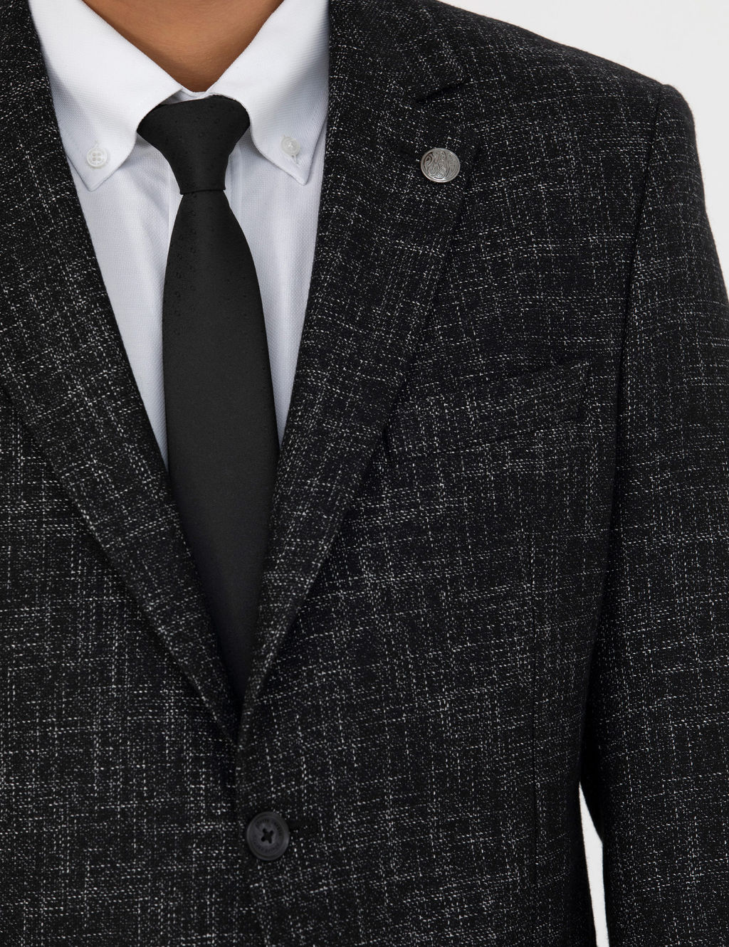 Siyah Ekstra Slim Fit Y_n Kar___ml_ Blazer Ceket