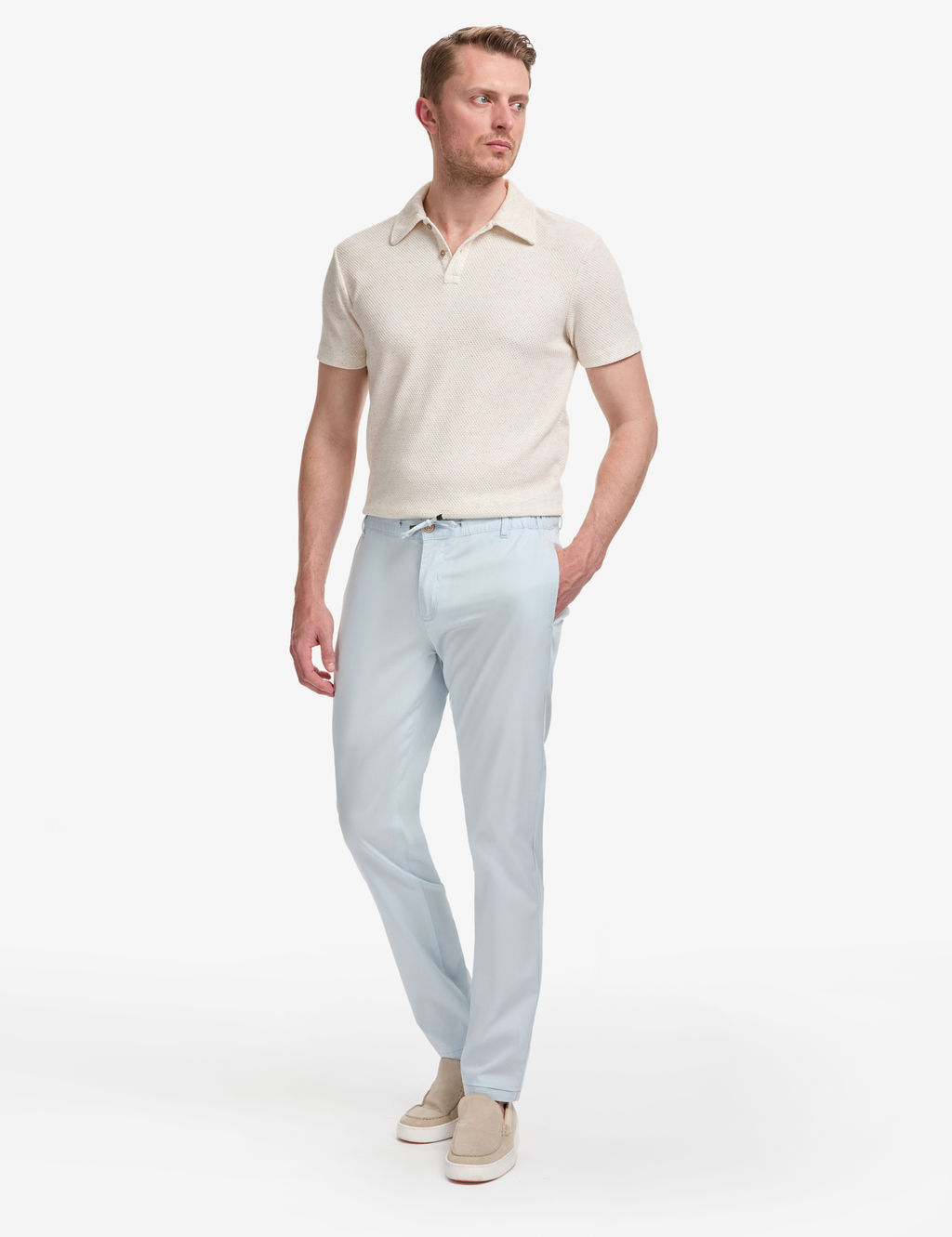 Mavi Slim Fit Beli Lastikli _pli Kanvas Pantolon