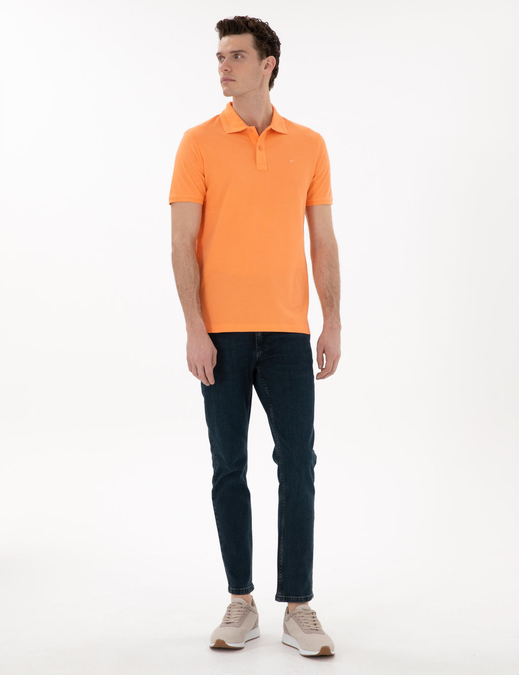 Turuncu Slim Fit K_vr_lmaz Polo Yaka Basic Ti__rt - Pierre cardin фото 4