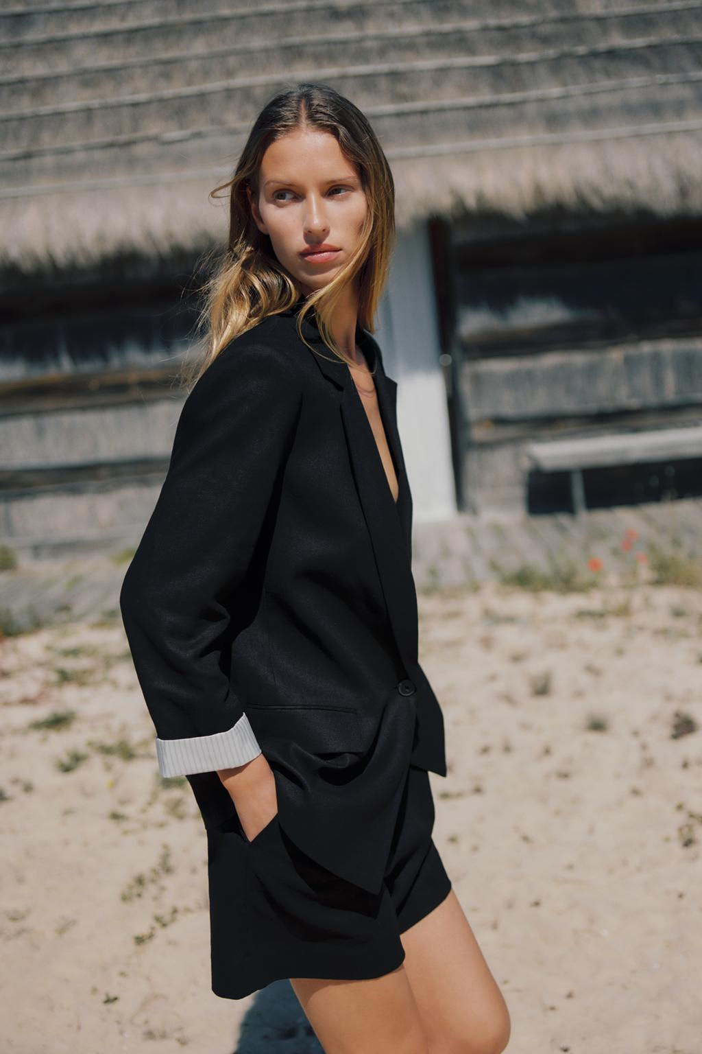 LINEN BLAZER WITH PRINTED CUFFS - Zara фото 2