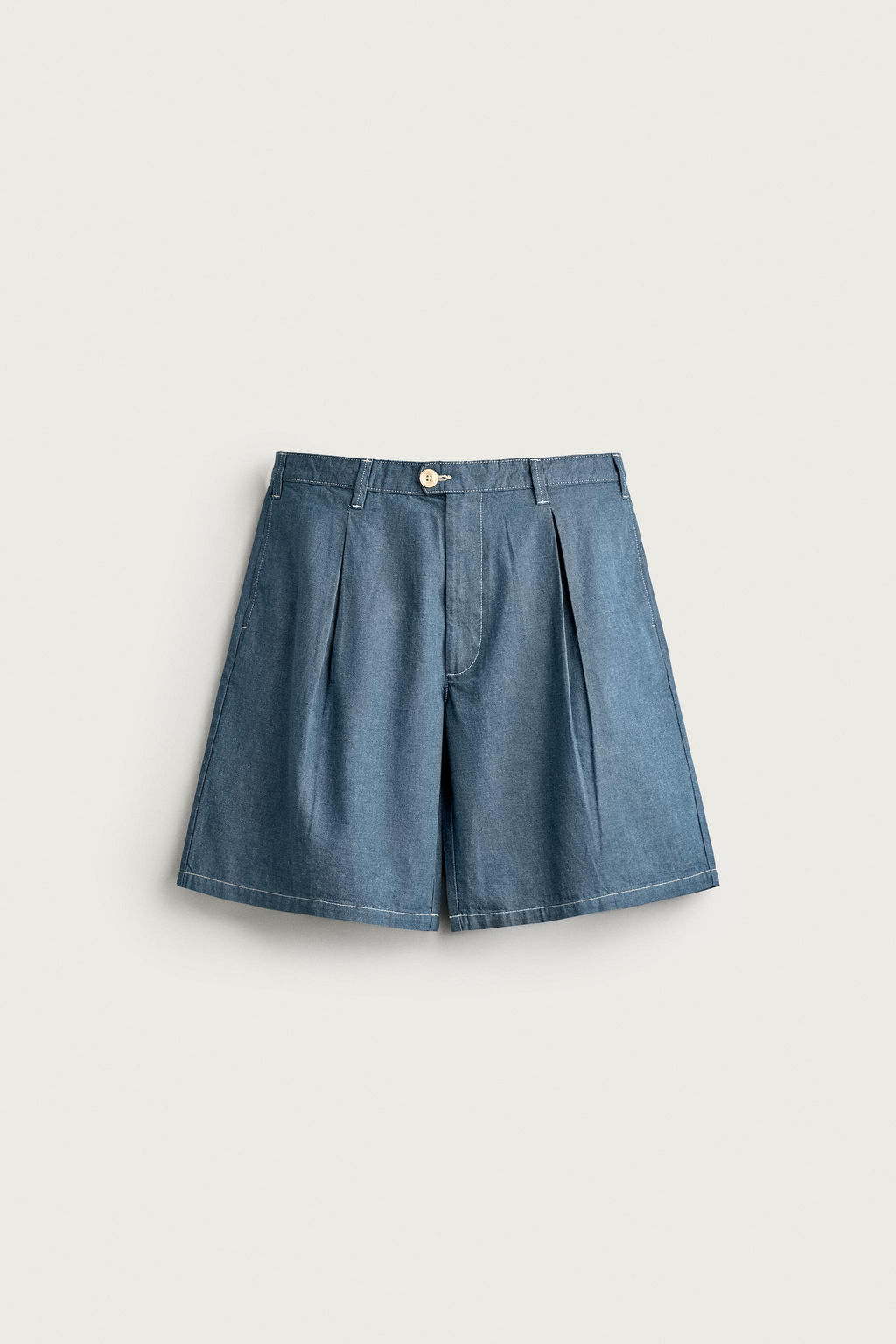 BERMUDA DENIM LIGERO PLIEGUES / Azul - Zara фото 6