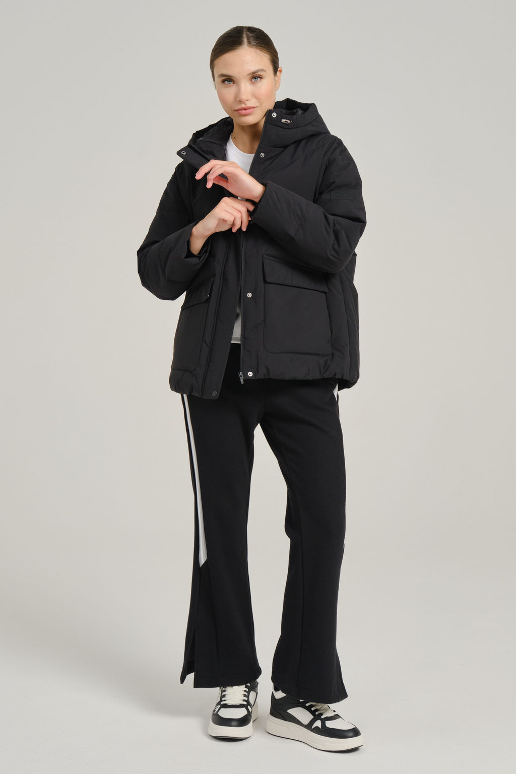 Пуховик короткий Черный TRN Down Jacket