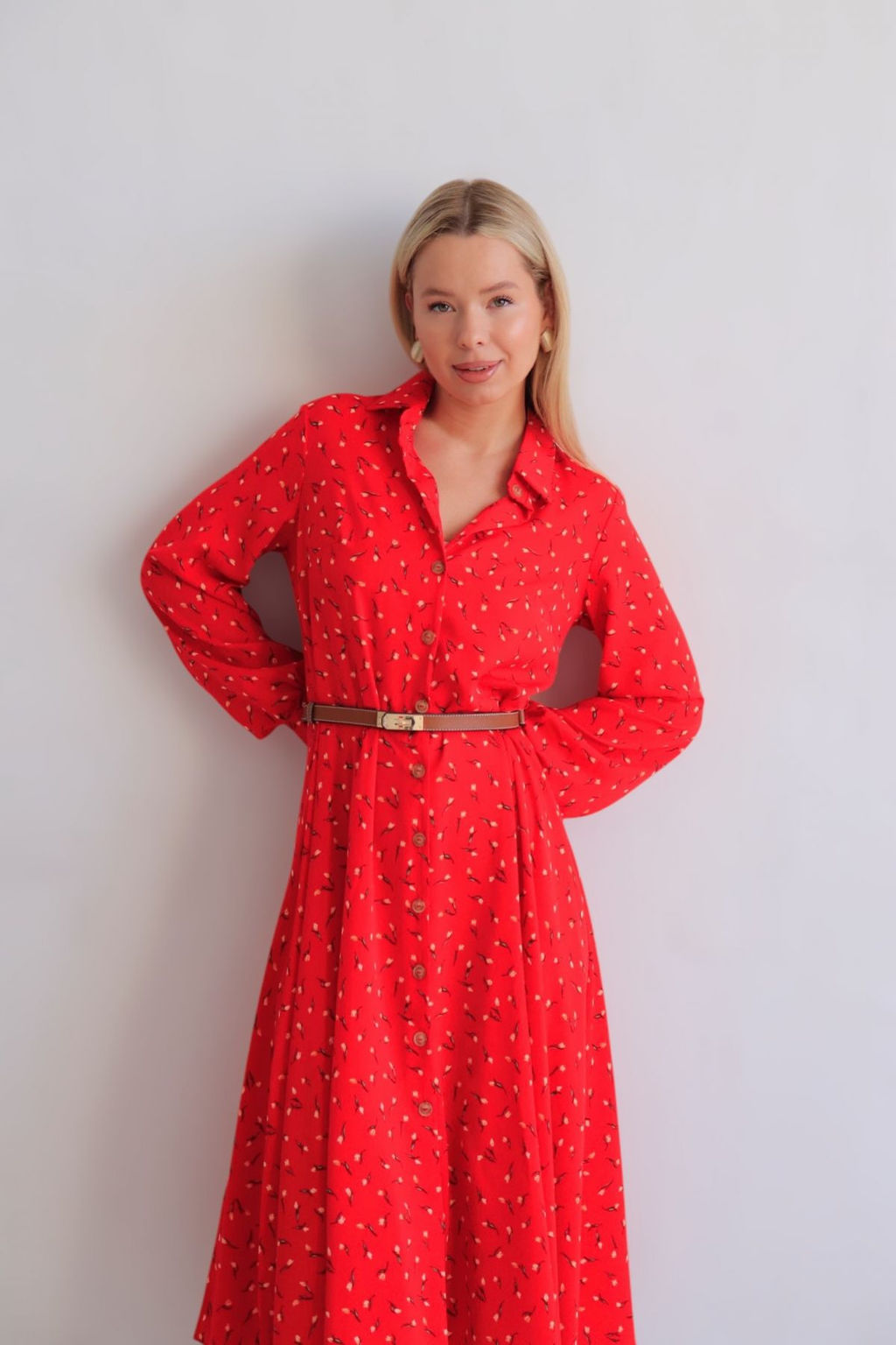 Martichelli Платье-рубашка красное  фото 16