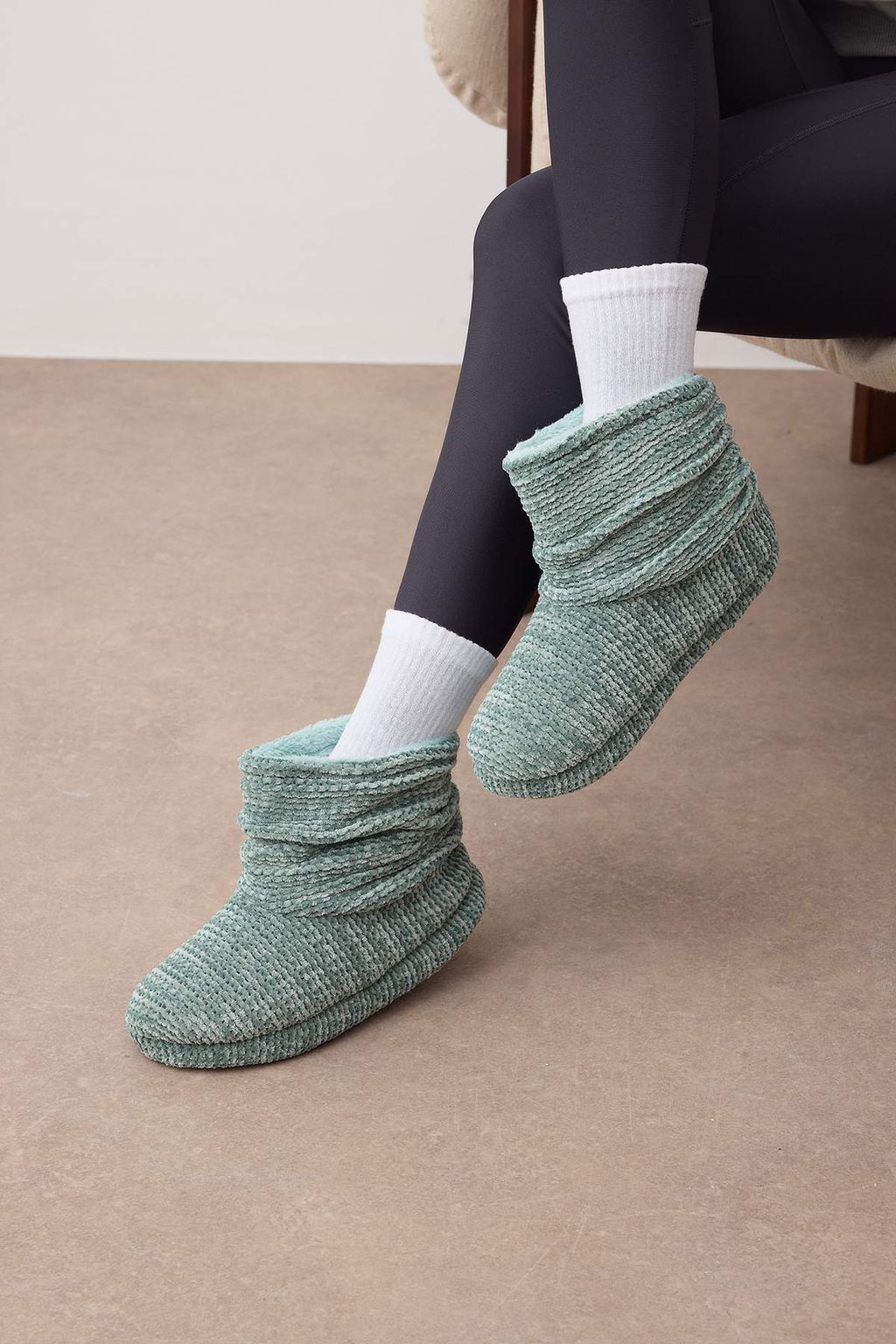 Yesil Pelus Kad?n Panduf Ev Botu TAKAW26ER00013 - Trendyolmilla фото 2