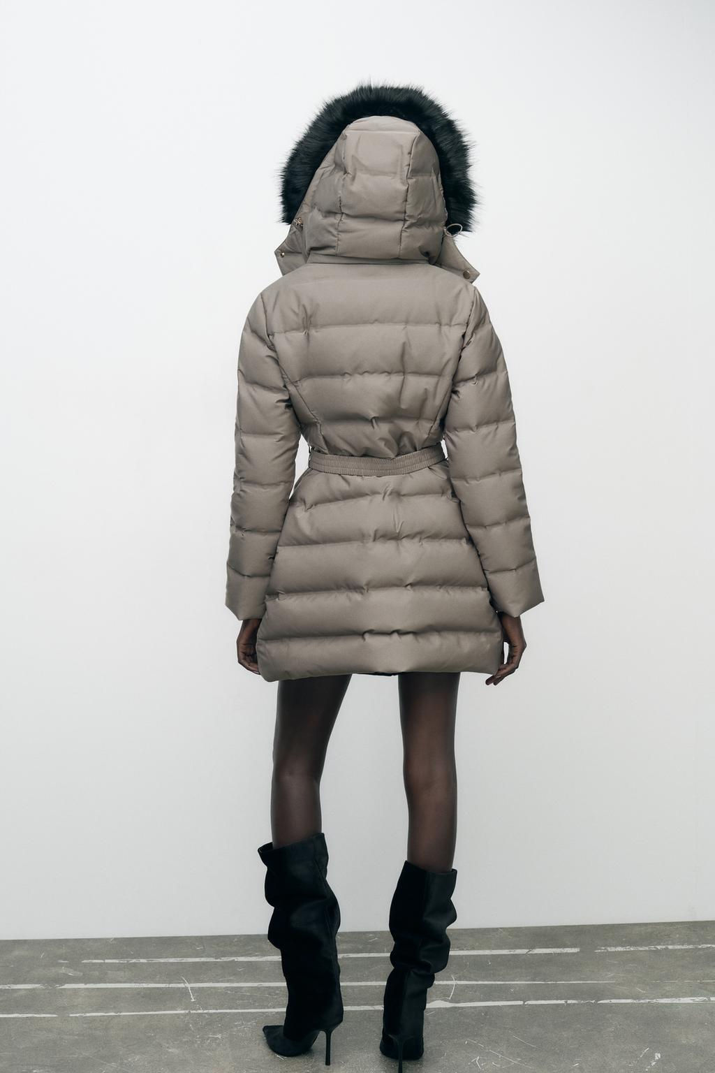 WATER AND WIND PROTECTION HOODED BELTED PUFFER JACKET - Zara фото 6
