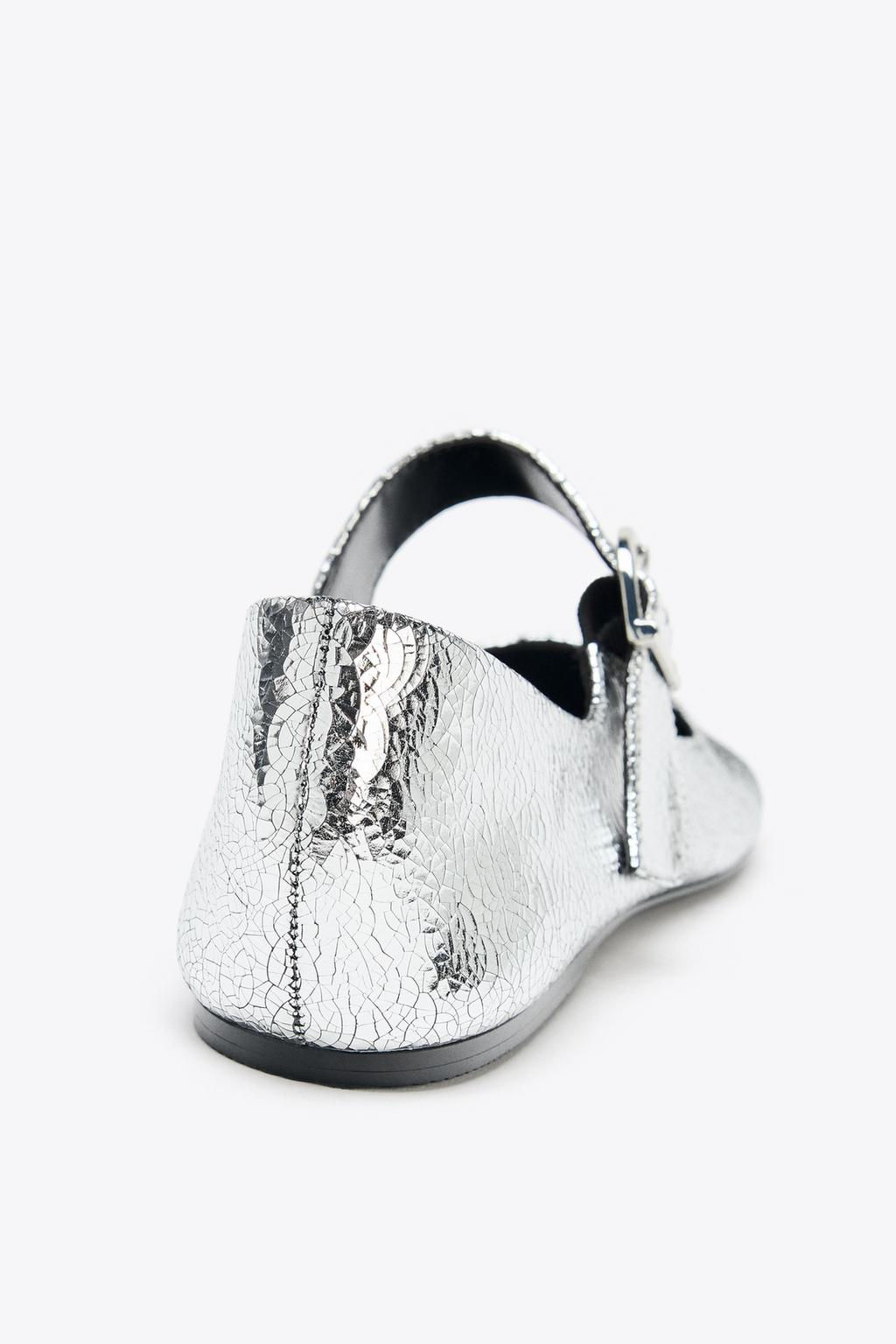 METALLIC LEATHER-EFFECT BALLERINAS - Zara фото 6