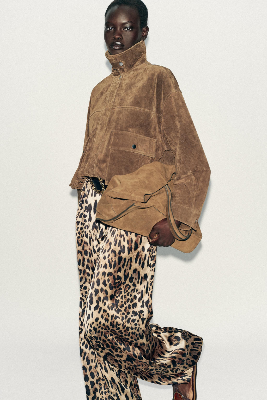 SATIN WIDE-LEG TROUSERS WITH BELT