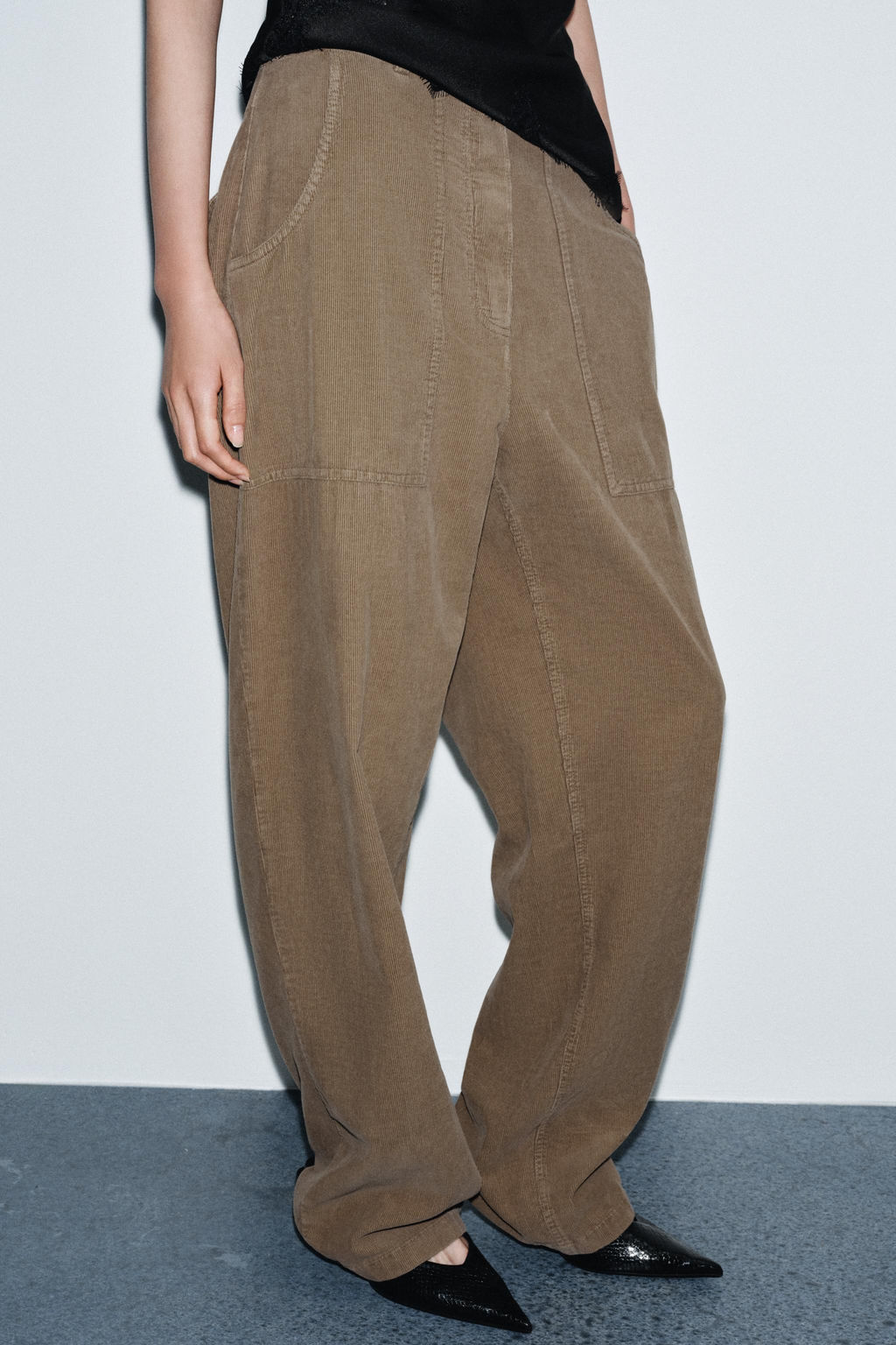 ZW COLLECTION CORDUROY STRAIGHT TROUSERS WITH POCKETS - Zara фото 2