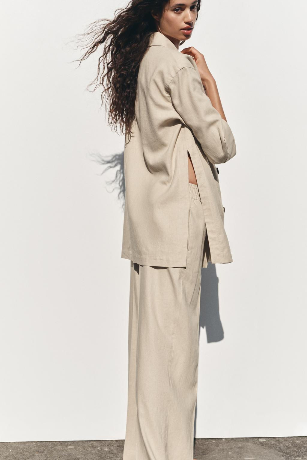 WIDE-LEG LINEN-BLEND TROUSERS - Zara фото 8