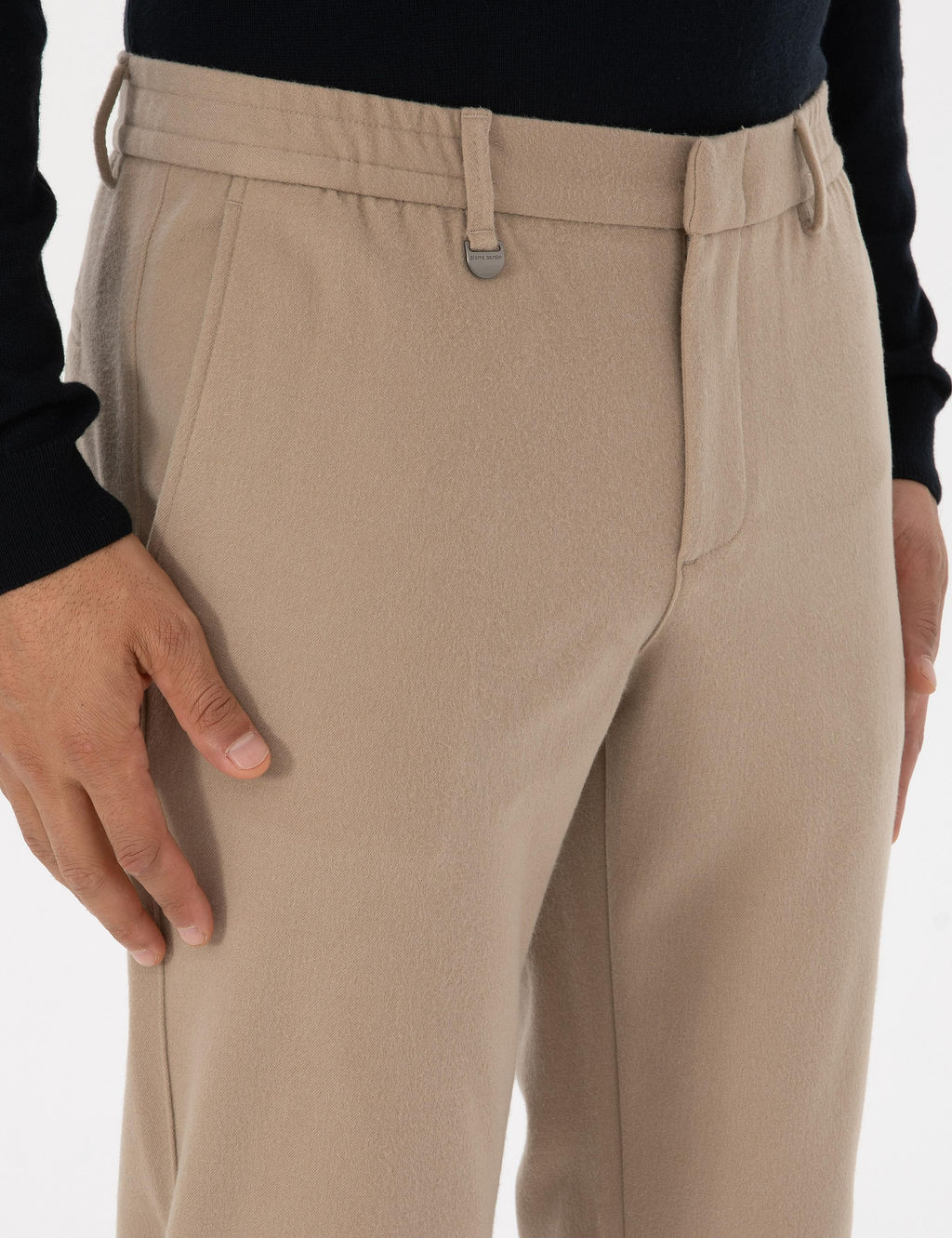 Bej Slim Fit Flanel Dokulu Kuma_ Pantolon - Pierre cardin фото 5