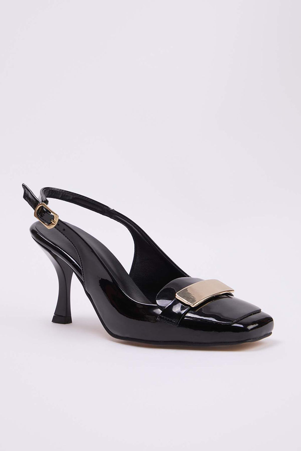 Siyah Rugan Toka Detayl? 8,5 cm Kad?n Klasik Topuklu Ayakkab? TAKSS26TO00038