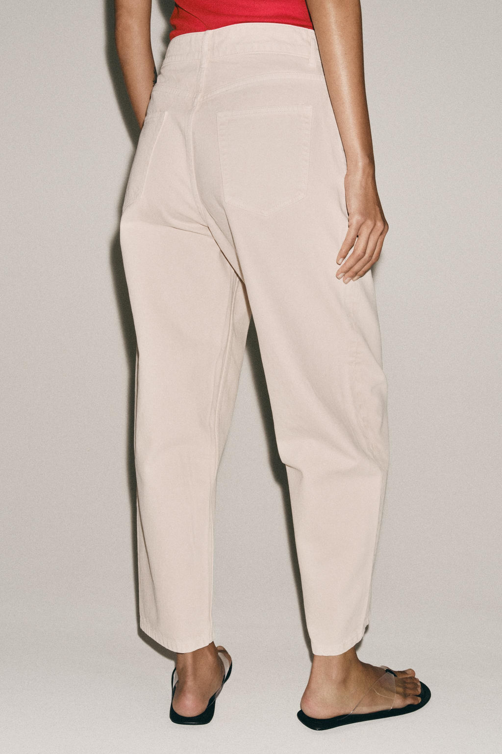 JEANS ZW COLLECTION TAPERED TIRO MEDIO / Blanco / Rosa - Zara фото 3