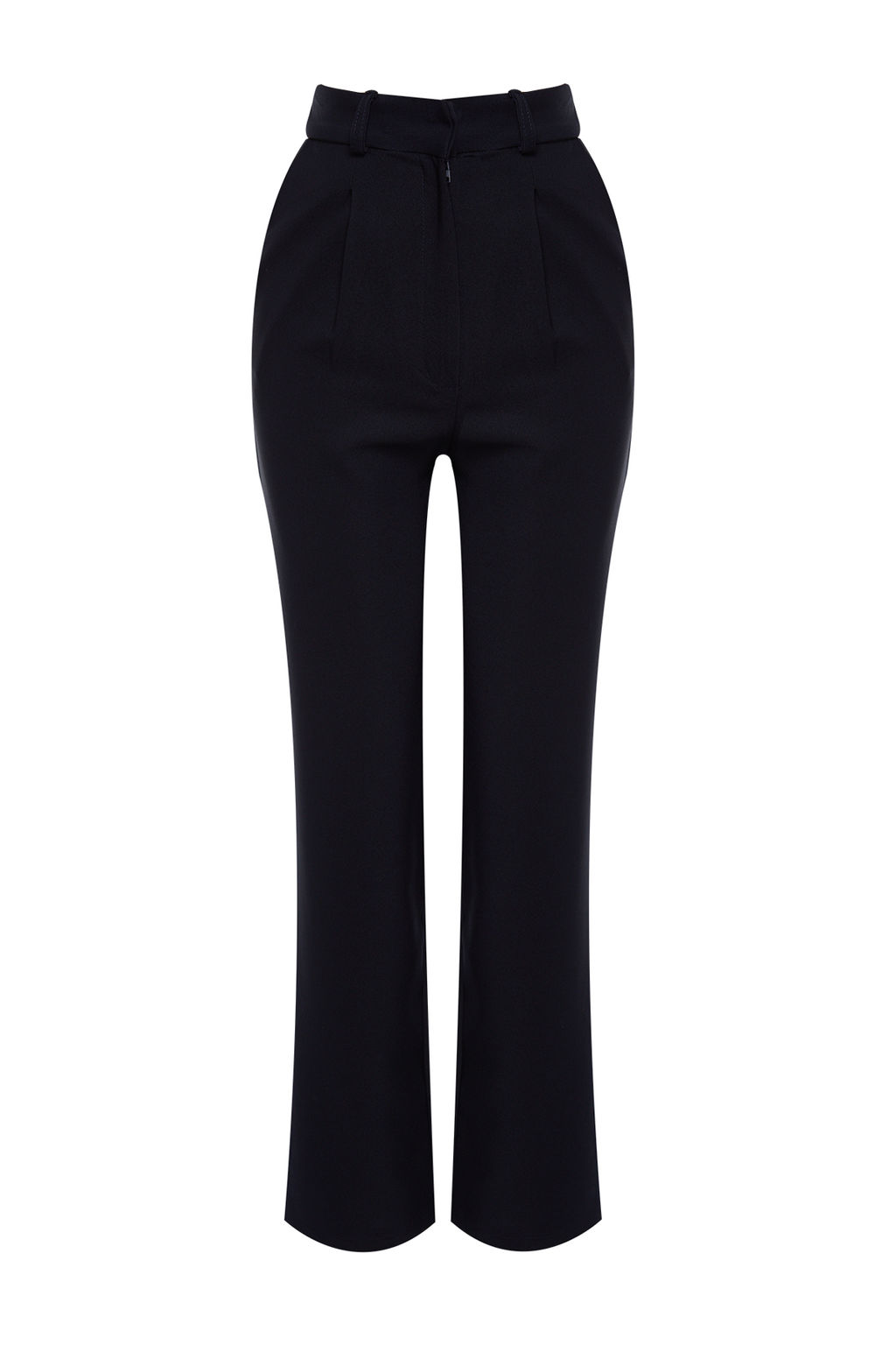 Lacivert Wide Leg/Genis Paca Pileli Dokuma Kumas Pantolon TWOSS21PL0155