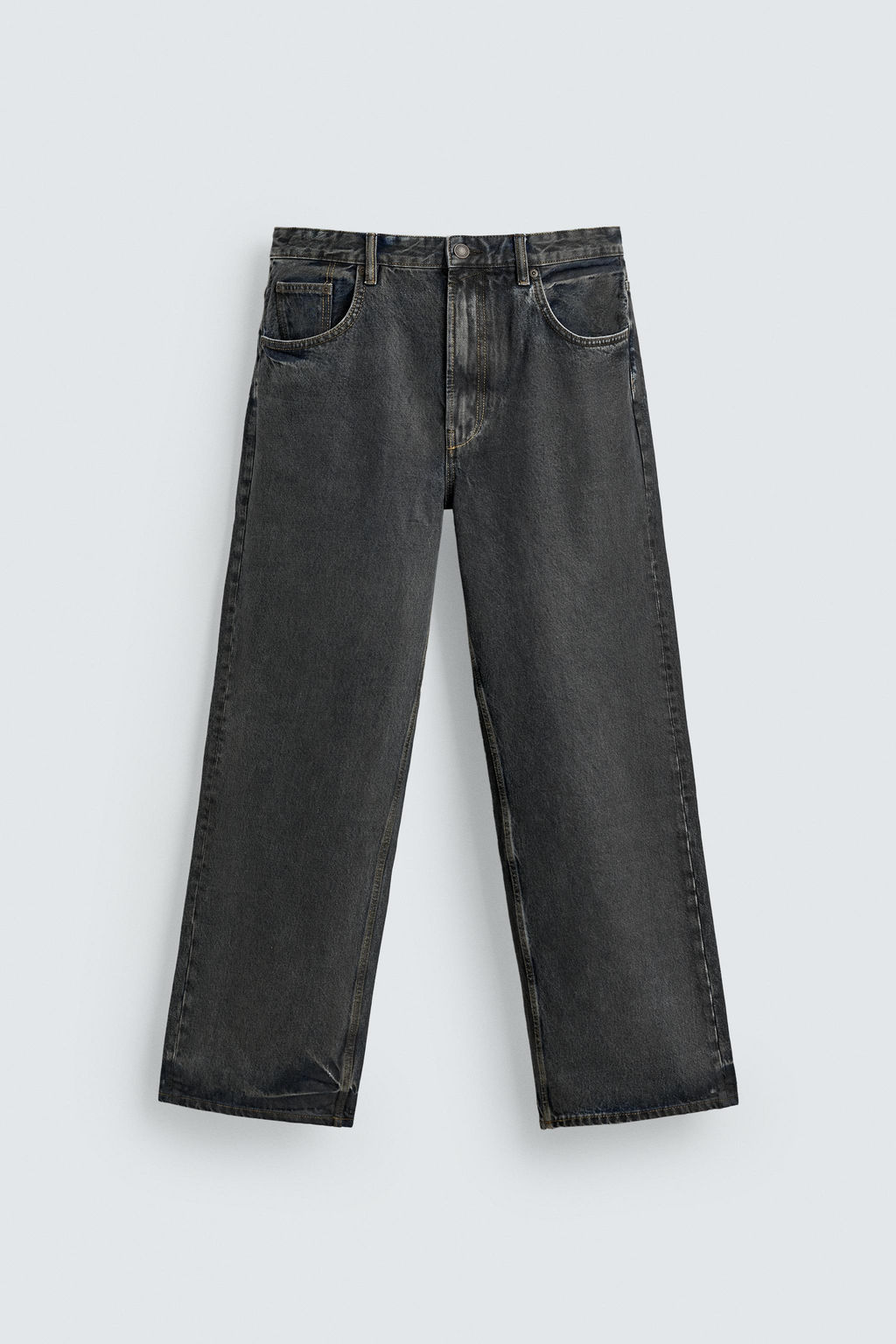 WAXED-EFFECT BAGGY FIT JEANS - Zara фото 5