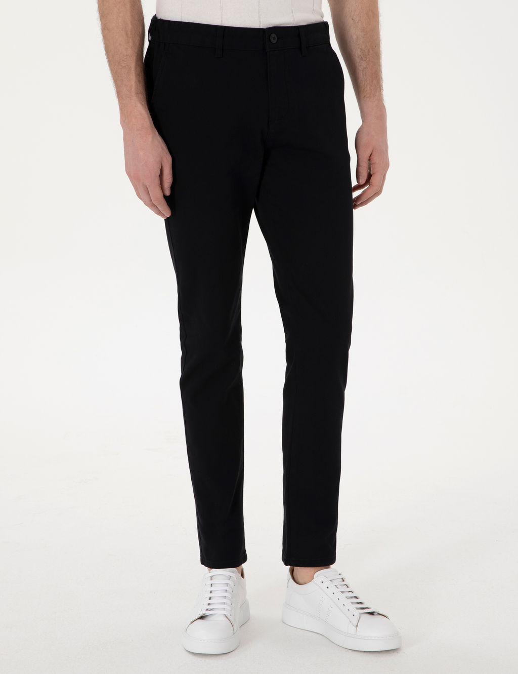 Siyah Slim Fit Beli Lastikli Kanvas Pantolon