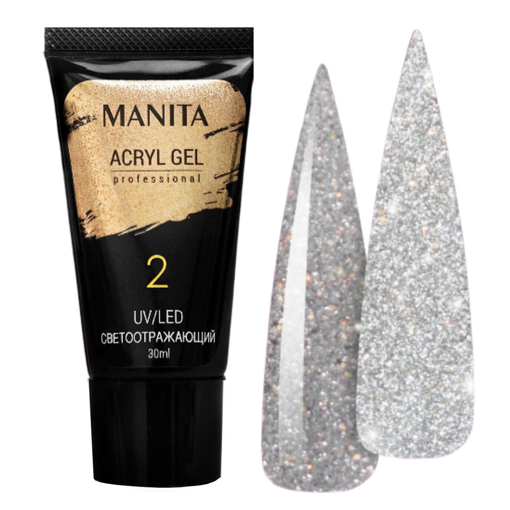 Manita Professional Акриловый гель для ногтей светоотражающий №02, 30 мл MP110128  фото 4
