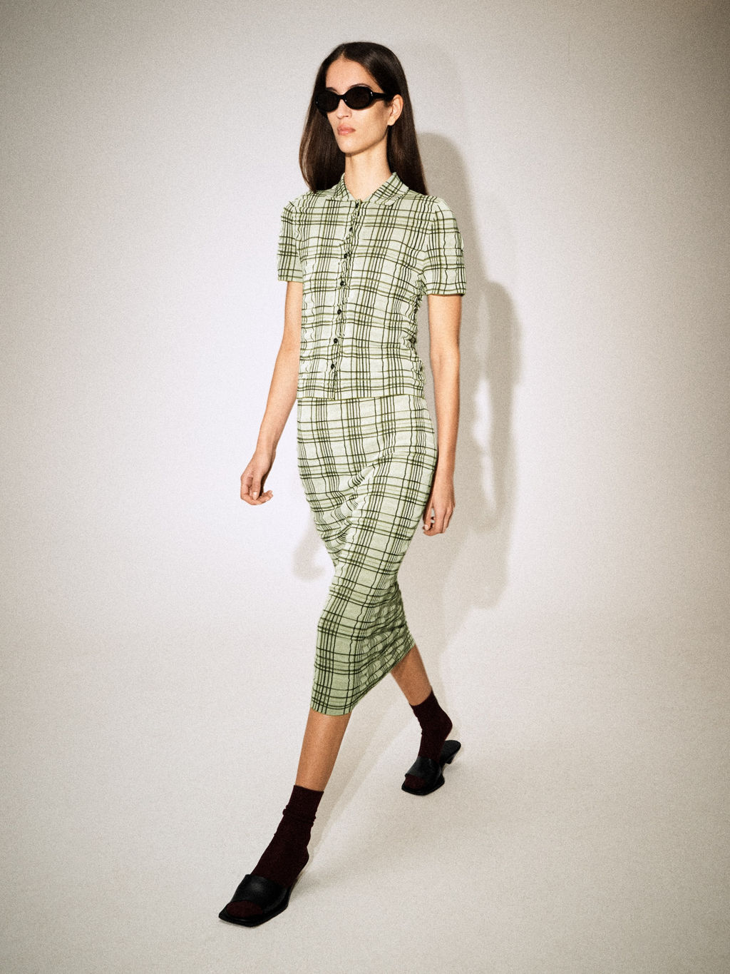 FALDA MIDI DE ALGOD?N JACQUARD A CUADROS - H&m фото 7