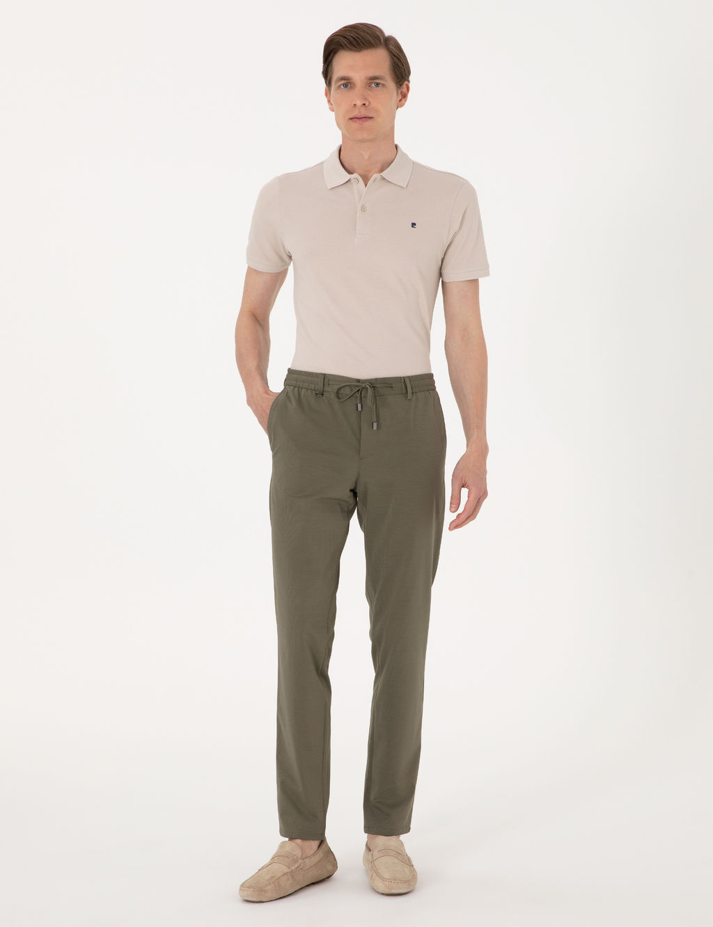 Haki Ex. Slim Fit Beli Lastikli Kordonlu Klasik Jogger Pantolon