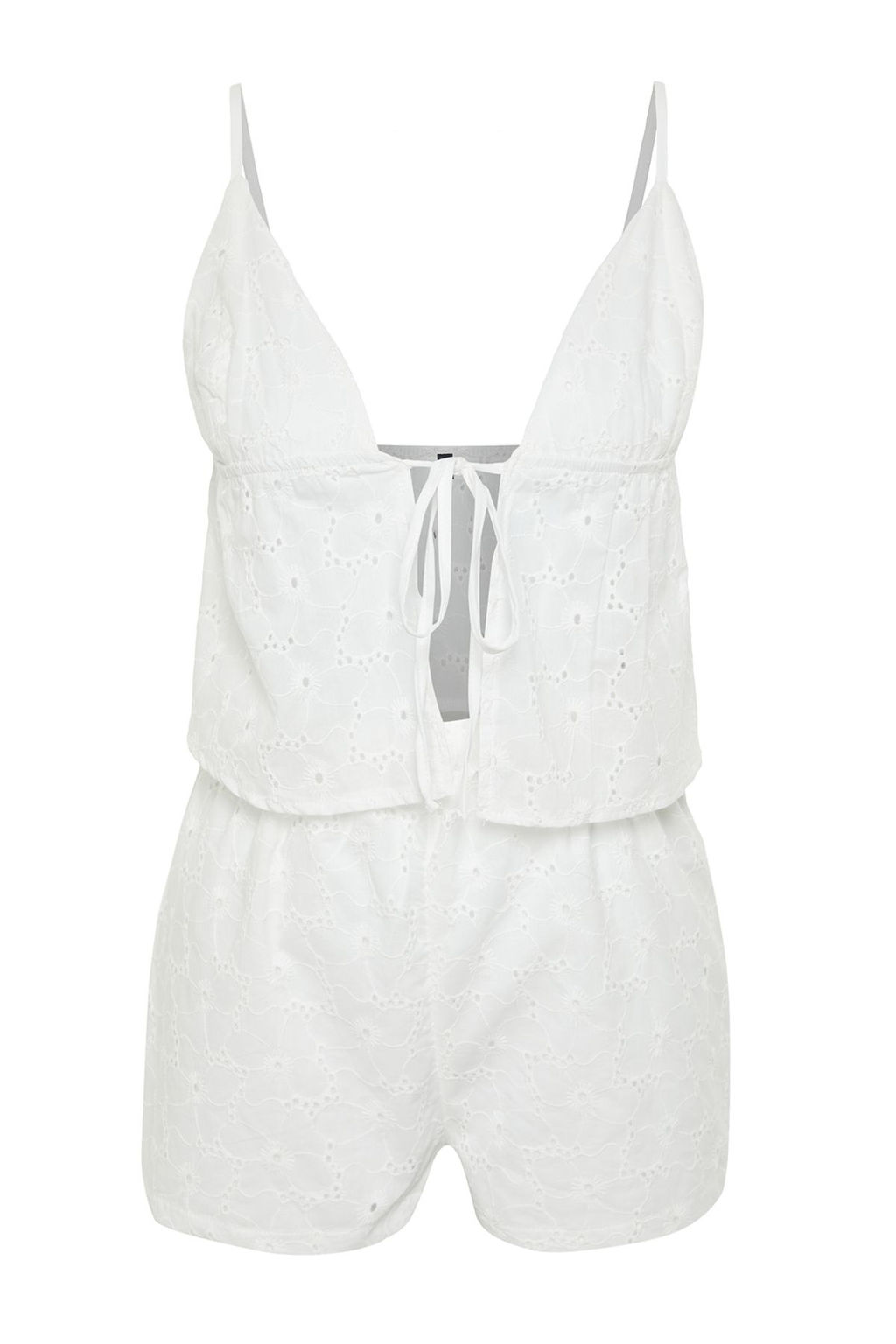 Trendyolmilla Mavi %100 Pamuklu Cicekli Astarl? Kendinden Desenli Sortlu Dokuma Pijama Tak?m? THMSS24PT00075 фото 8