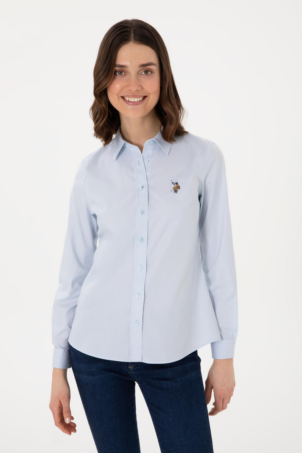 Kad_n A__k Mavi Uzun Kollu Basic G_mlek Sepette S_rpriz _ndirim - U.s. polo assn фото 3