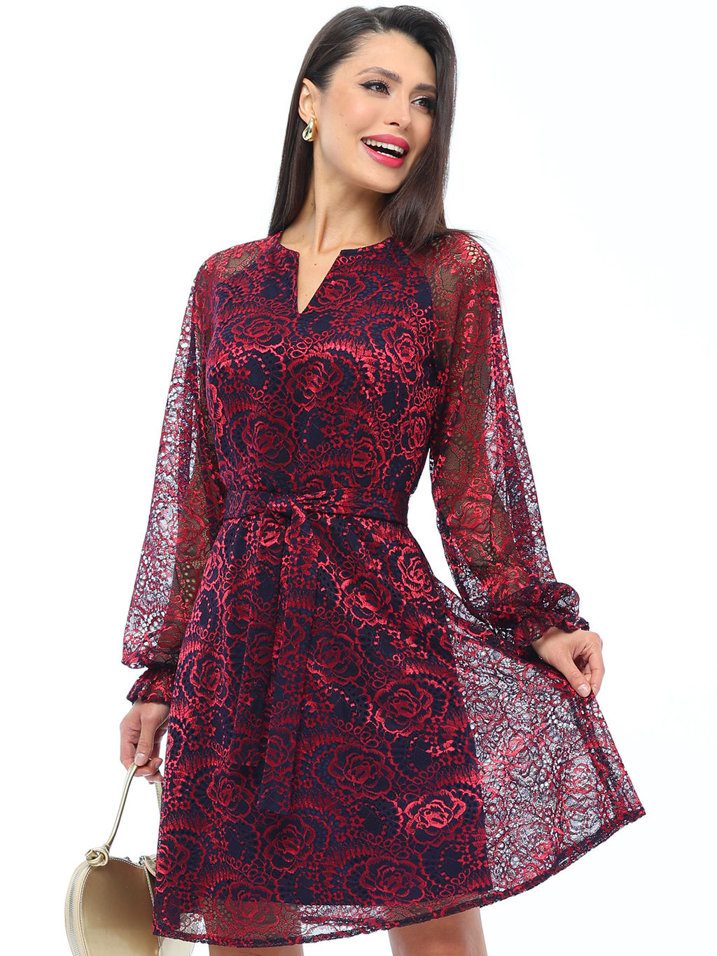 Платье из гипюра нарядное с поясом - Dstrend фото 6