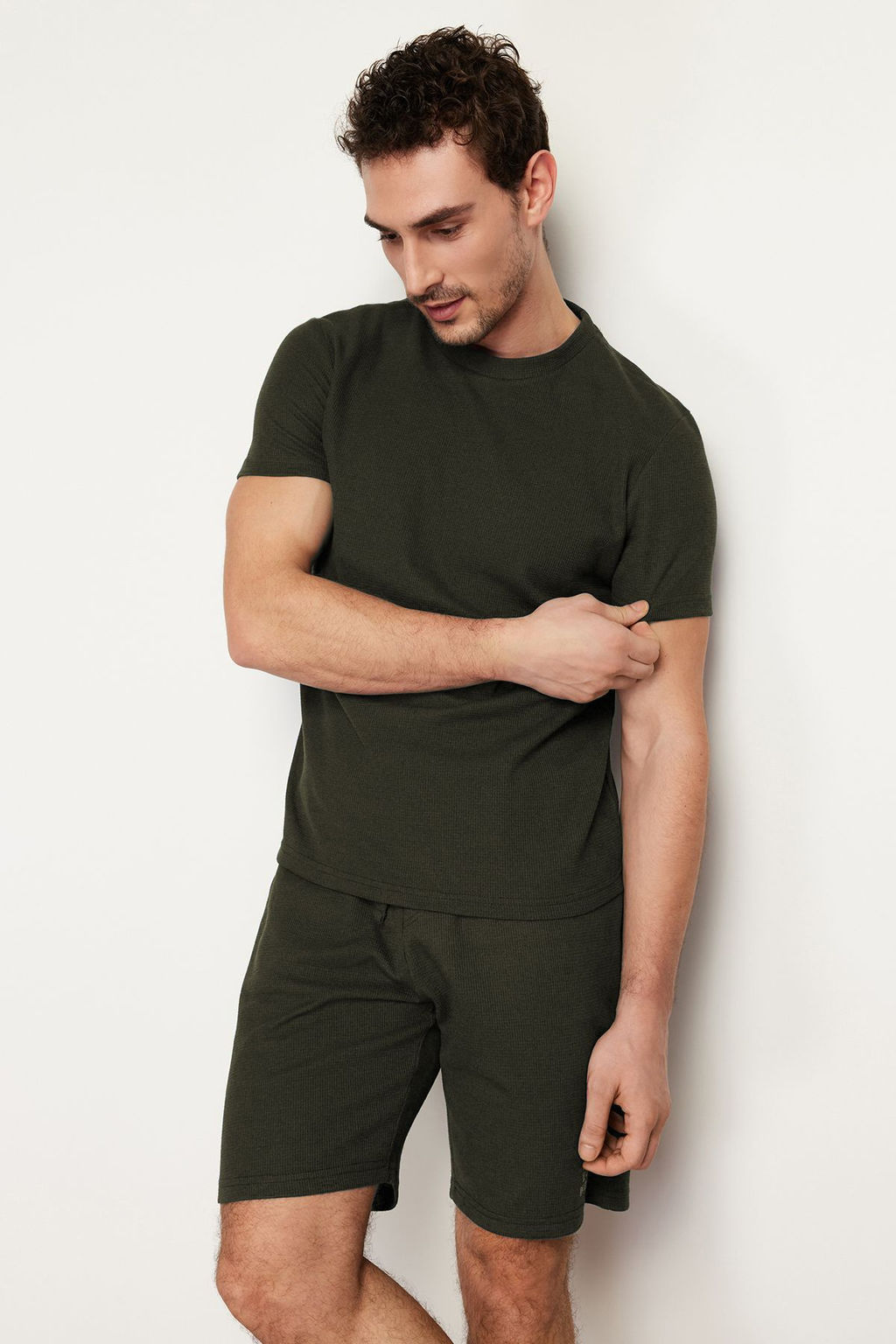 TRENDYOL MAN Mavi Regular Fit Waffle Sortlu Pijama Tak?m? TMNSS23PT00032 - Trendyolmilla фото 69
