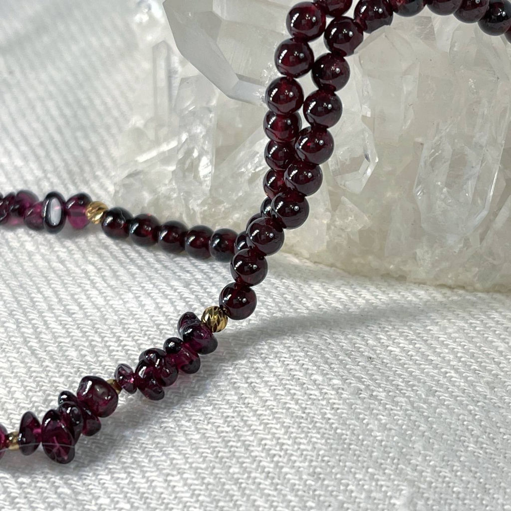 Колье из Граната и Жемчуга 42 см +