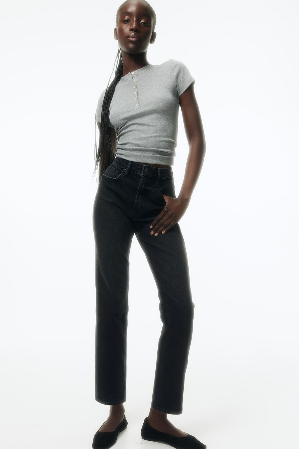 Slim Straight High Ankle Jeans - H&m фото 2