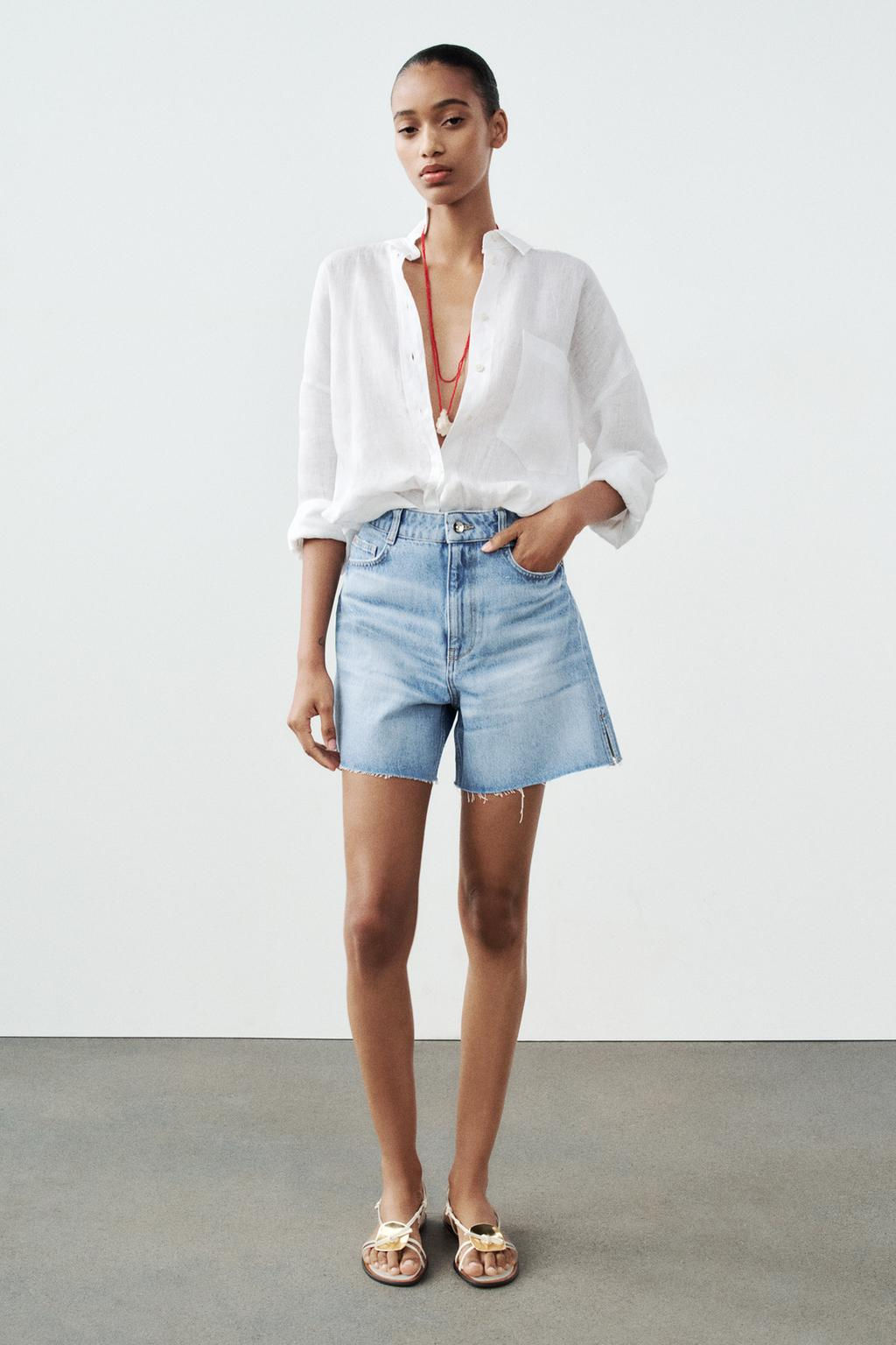 Z1975 HIGH-WAIST SHORTS WITH VENTS AT THE HEM - Zara фото 9