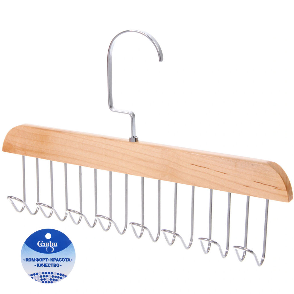 Цена за 3 шт. Вешалка многофунциональная "ДОМания", цвет как на фото, 8 крючков, 28*2,8см (Лейбл Селфи)