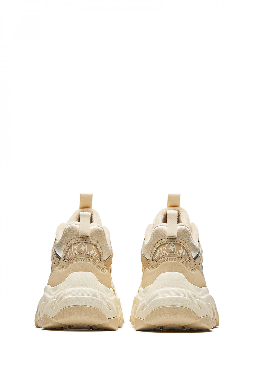 Кроссовки повседневные утепленные Бежевый/Коричневый/Серебристый