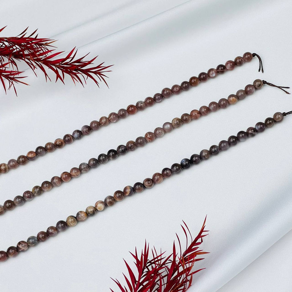 Бусины для украшений из кофейного Лунного камня (60 бусин) 39 см