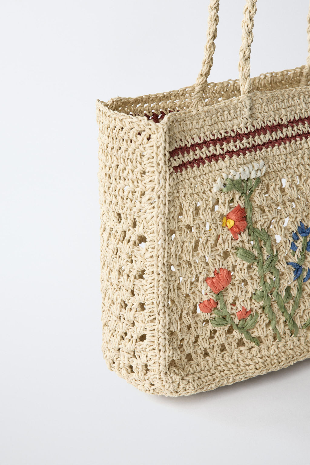 SHOPPER RAFIA FLORES / Blanco Crudo - Zara фото 3