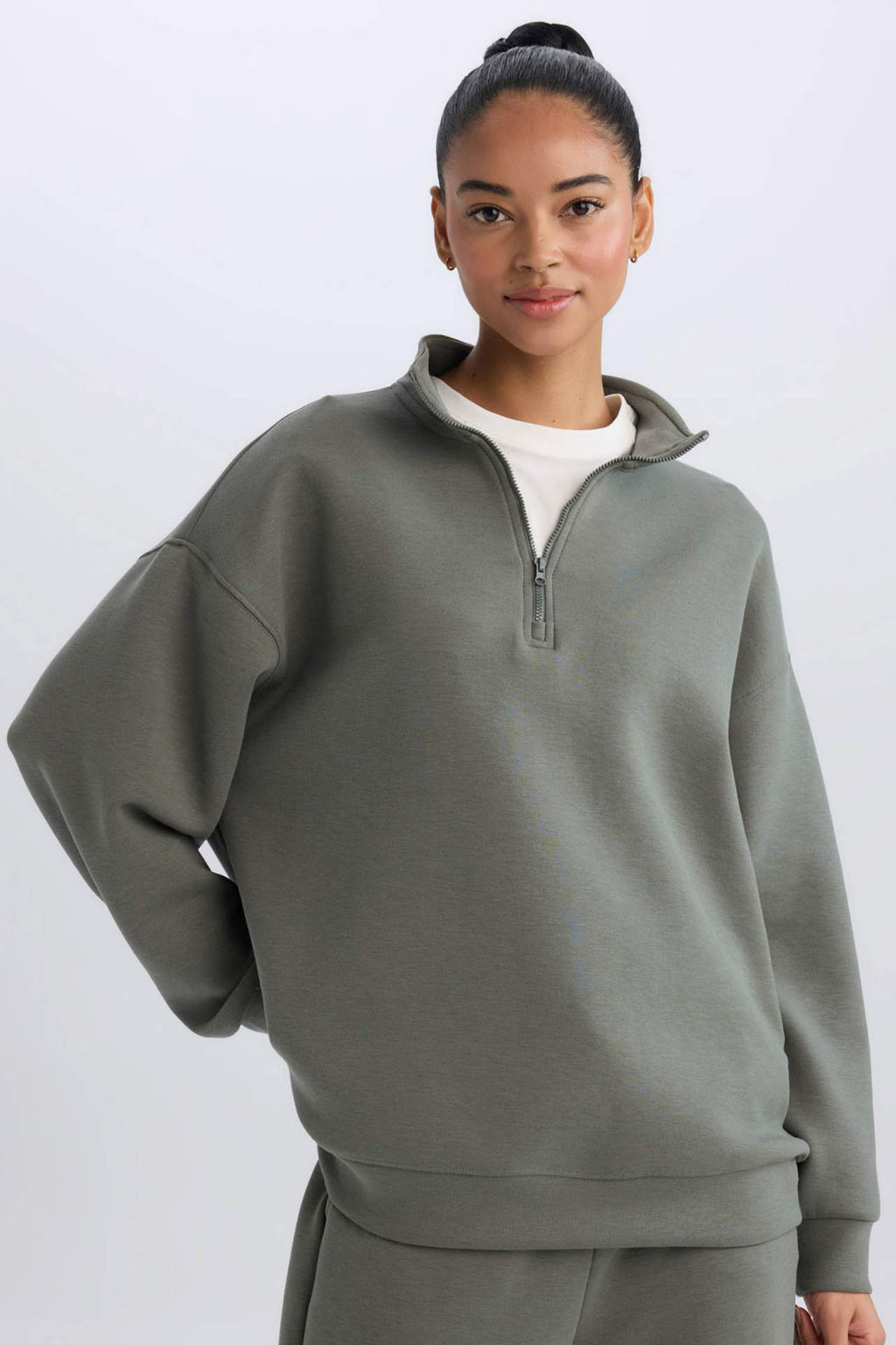 DeFactoFit Oversize Genis Kal?p Dik Yaka Sporcu Sweatshirt  фото 5