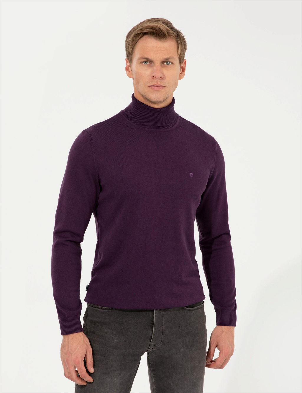 Mor Slim Fit Bal_k__ Yaka Basic Triko Kazak