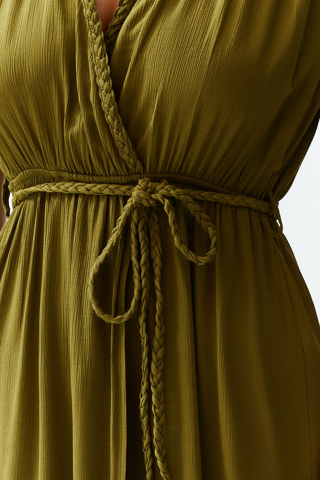 TRENDYOLMILLA Yesil Maxi Dokuma Y?rtmacl? Plaj Elbisesi TBESS23EL00069 фото 4