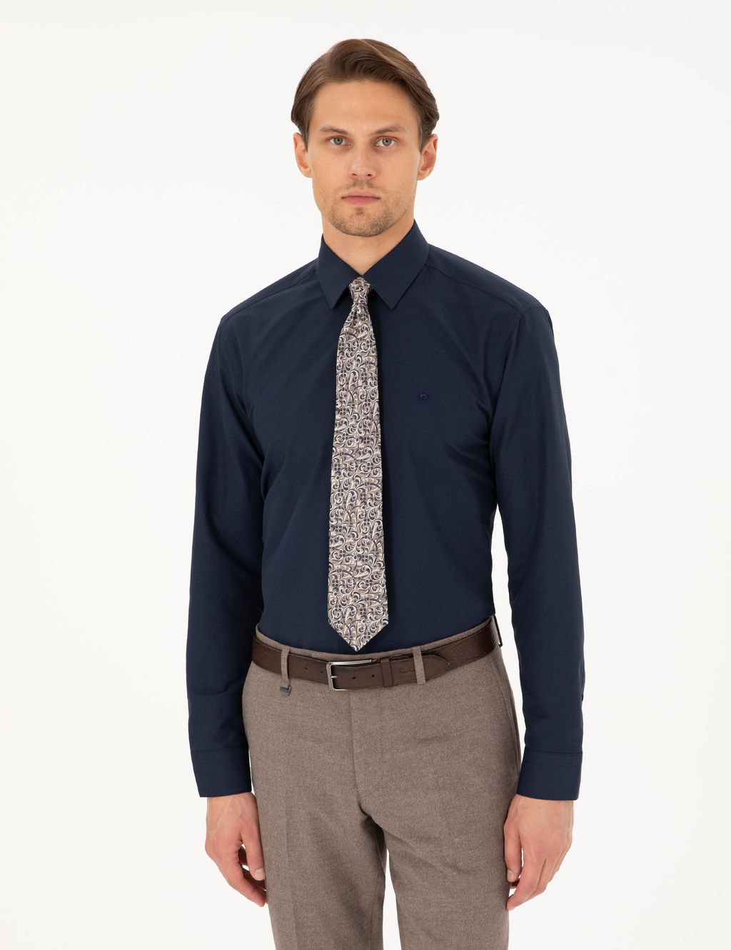 Lacivert Regular Fit Uzun Kollu Basic G_mlek