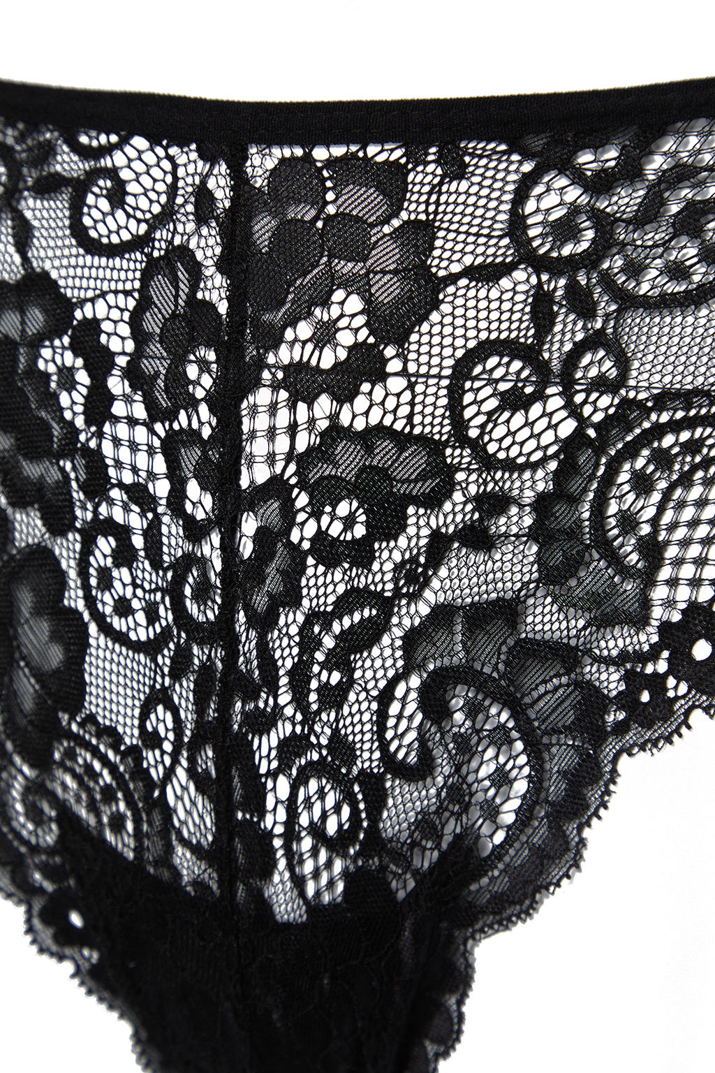 Siyah Dantelli Ip Ask?l? Balenli Kaps?z Orme Ic Camas?r? Tak?m? THMAW22AU0237