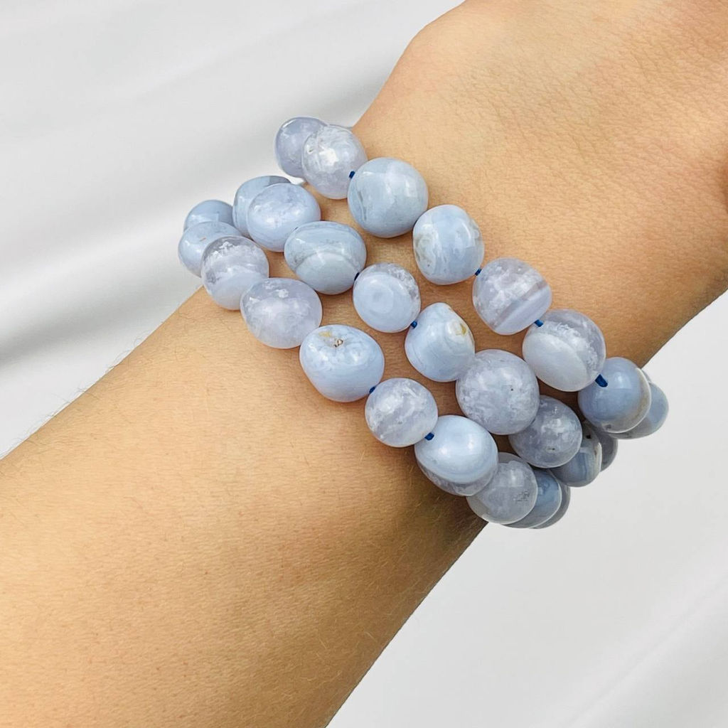 Бусины для украшений из Голубого агата (галтовка) 40 см