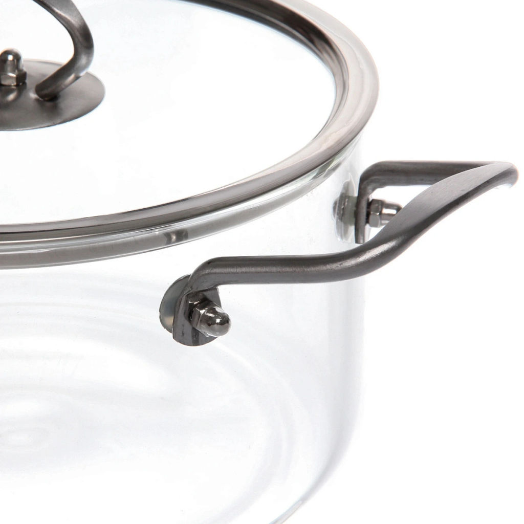 Кастрюля из боросиликатного стекла 2,5л "Хай-Тек" с металлическими ручками