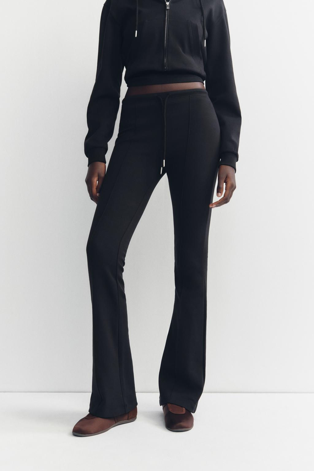 STITCHED INTERLOCK BELL BOTTOM TROUSERS - Zara фото 13