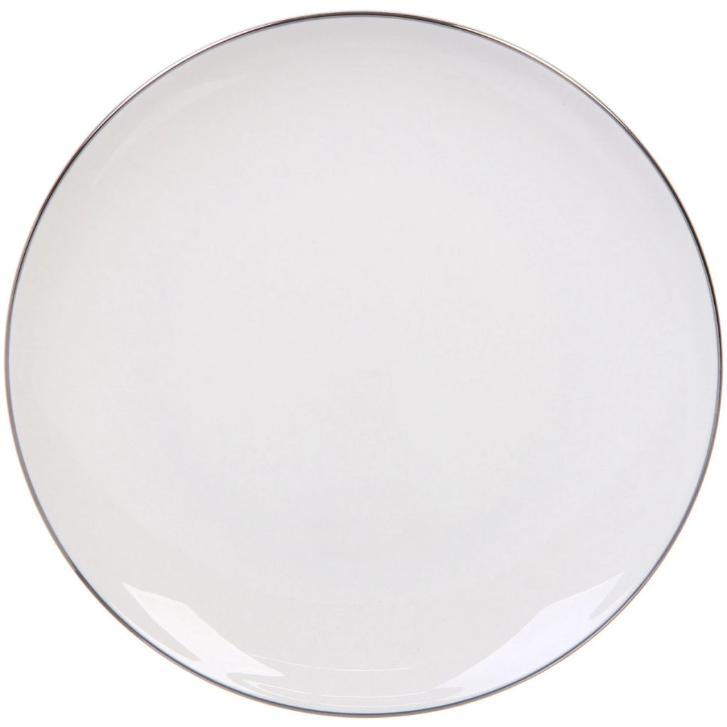 Тарелка фарфоровая "White magic Silver" 20см, плоская